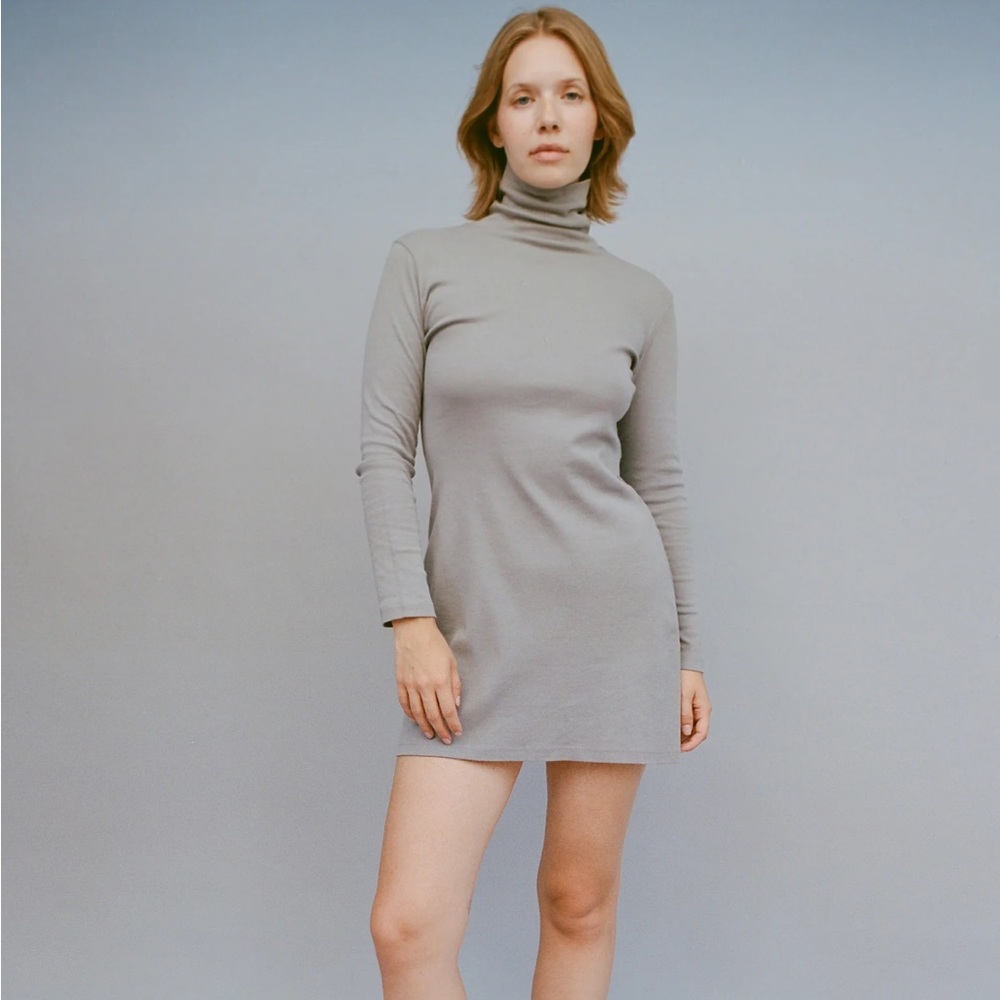 Gil Rodriguez Bellevue Turtleneck Mini Dress in Gray, size small